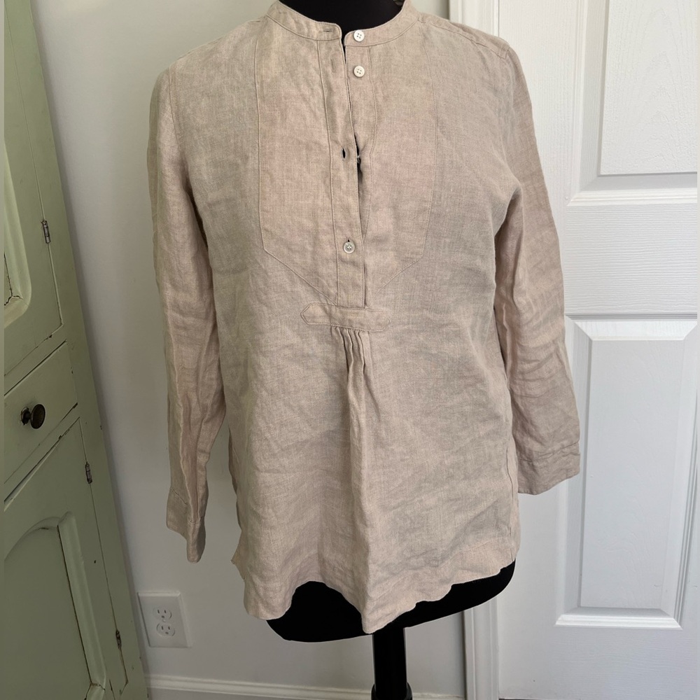 Baird Mcnutt for J. Crew Women’s Irish Linen Blouse Sz 4 Beige Natural
